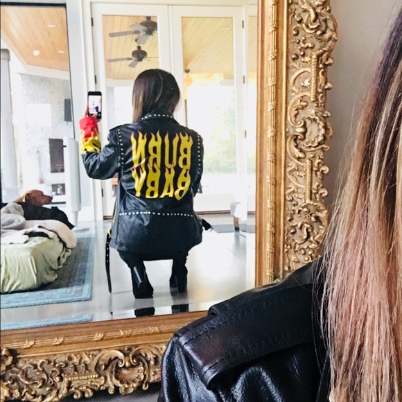 RARE 🔥 burn baby leather custom painted jacket - Picture 4 of 8